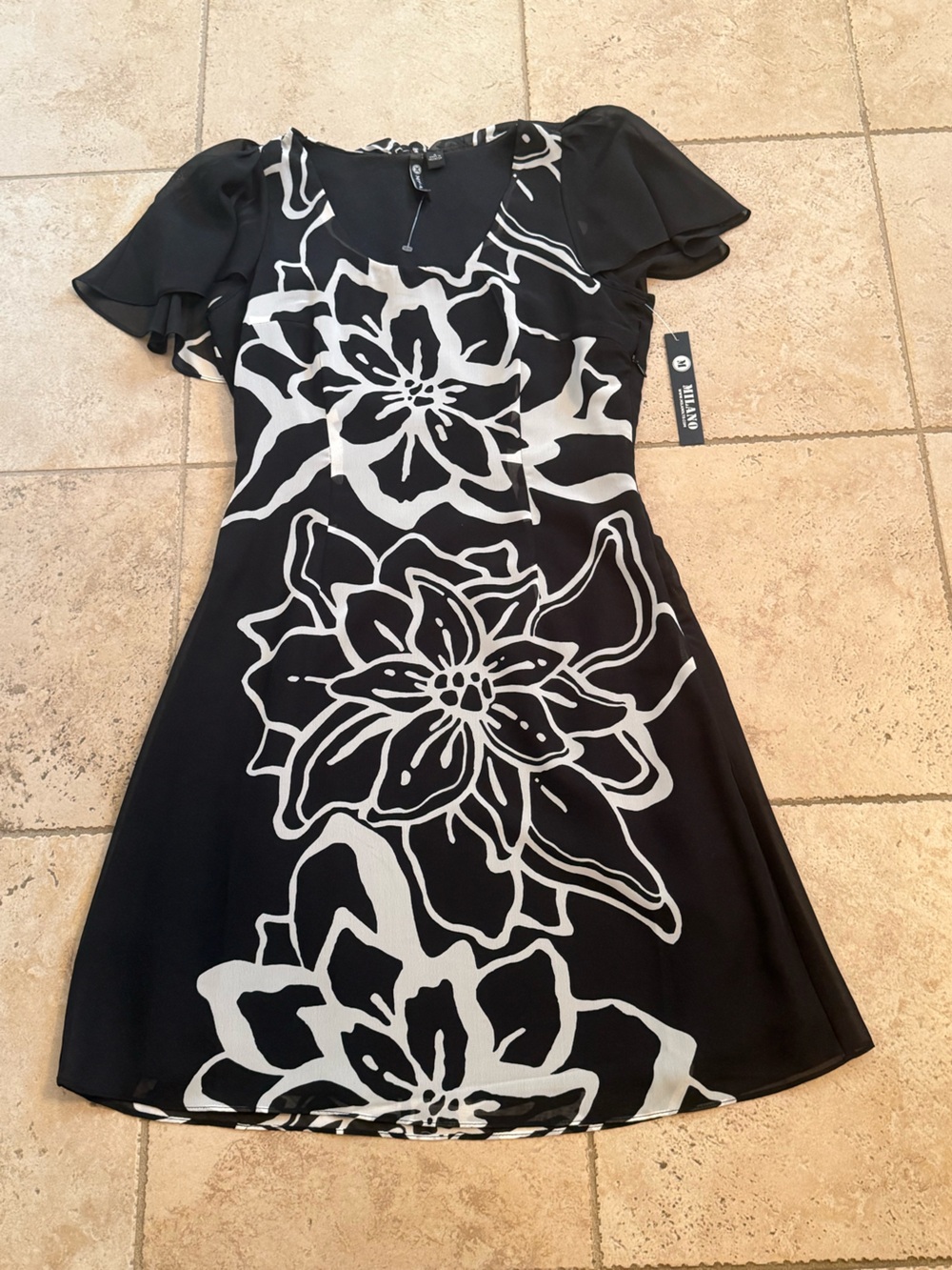 Milano Black Maxi Dress with White Floral Print